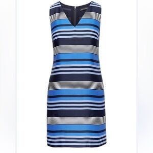Banana Republic Navy and Light Blue Striped V-neck Sheath Dress Size 16 Tall
